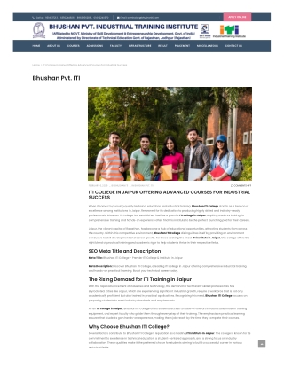 Private ITI in Jaipur - Bhushan ITI