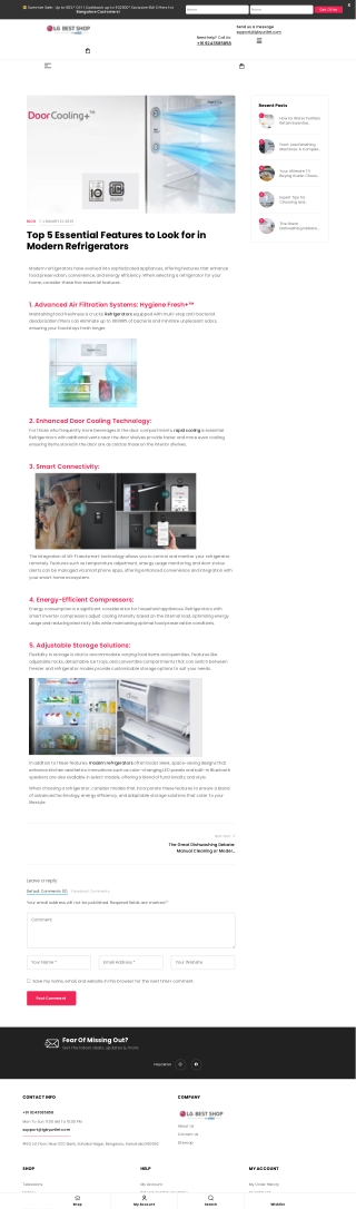 Top 5 Essential Features to Look for in Modern Refrigerators - LG By Unilet