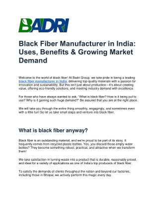 Black Fiber Manufacturer in India: Uses, Benefits & Growing Market Demand