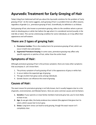Ayurvedic Treatment for Early Greying of Hair
