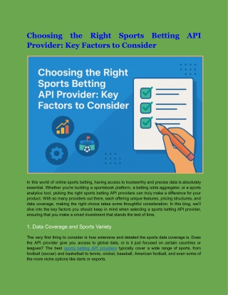 Choosing the Right Sports Betting API Provider_ Key Factors to Consider