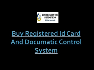 Buy Registered Id Card And Documatic Control System