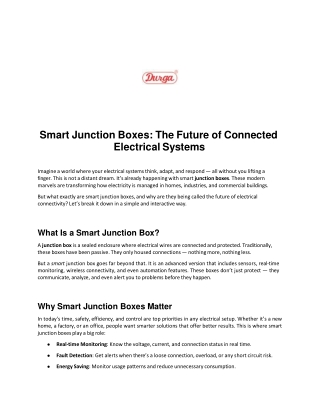 Smart Junction Boxes: The Future of Connected Electrical Systems