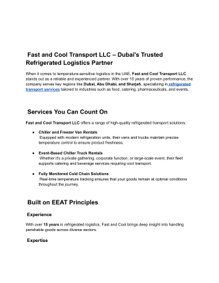 fast and cool transport llc dubai s trusted