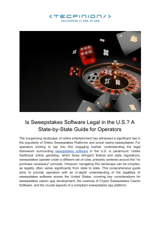 is sweepstakes software legal in the u s a state