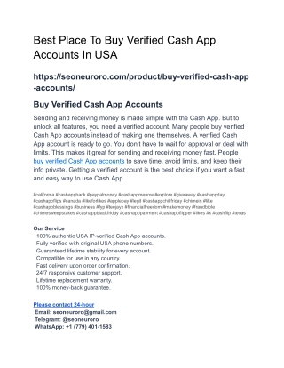 Best Place To Buy Verified Cash App Accounts In USA