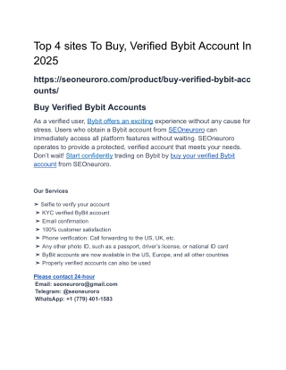 Top 4 sites To Buy, Verified Bybit Account In 2025
