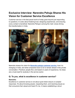 Exclusive Interview with Narendra Pahuja  Vision for Customer Service Excellence