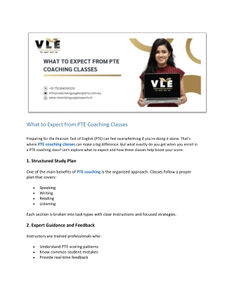 What to Expect from PTE Coaching Classes