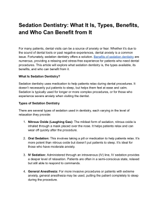 sedation dentistry what it is types benefits