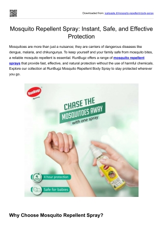 Mosquito Repellent Spray- Instant, Safe, and Effective Protection