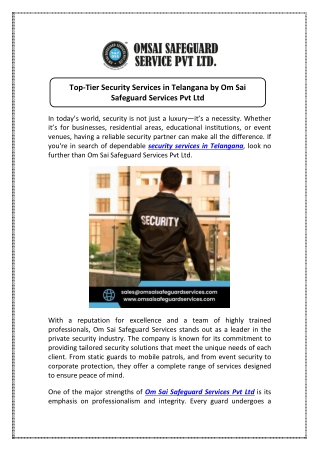 Secure Your Business with Security Services in Telangana