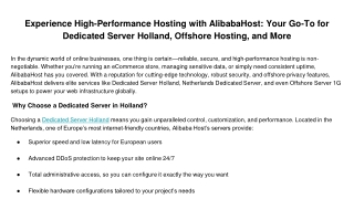_Experience High-Performance Hosting with AlibabaHost_ Your Go-To for Dedicated Server Holland, Offshore Hosting, and Mo