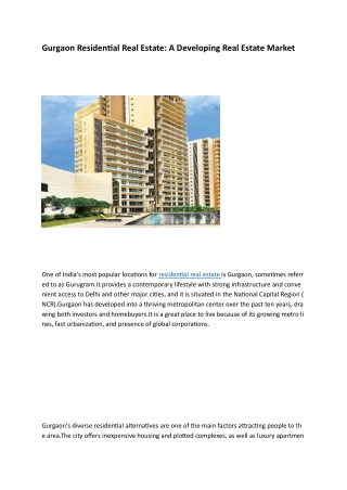 gurgaon residential real estate a developing real