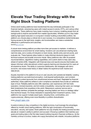 Elevate Your Trading Strategy with the Right Stock Trading Platform