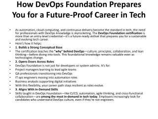 How DevOps Foundation Prepares You for a Future-Proof