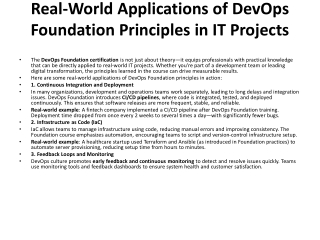 real world applications of devops foundation principles in it projects