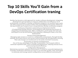 Top 10 Skills You’ll Gain from a DevOps