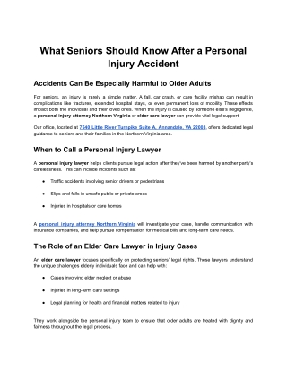 What Seniors Should Know After a Personal Injury Accident..!
