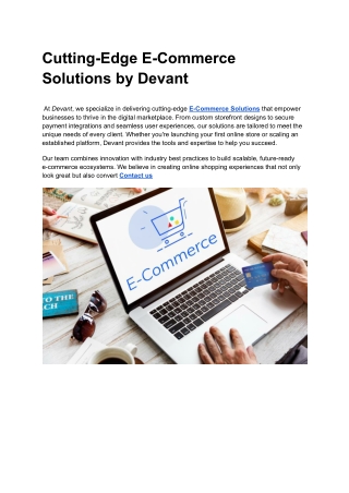 cutting edge e commerce solutions by devant