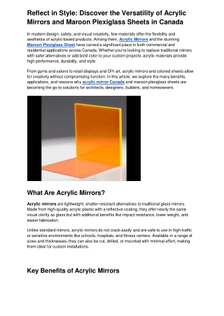 Acrylic Mirrors, acrylic mirror canada, maroon plexiglass sheet