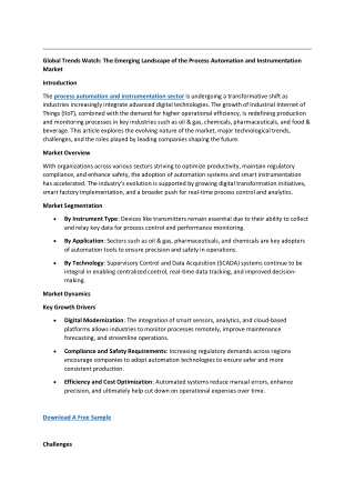 Process Automation and Instrumentation Market