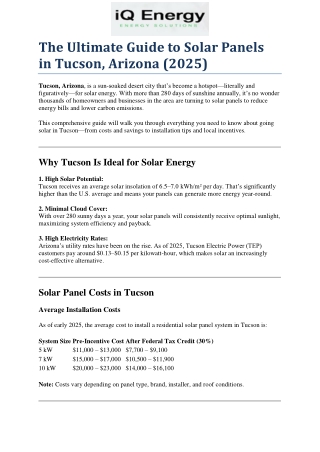 The Ultimate Guide to Solar Panels in Tucson