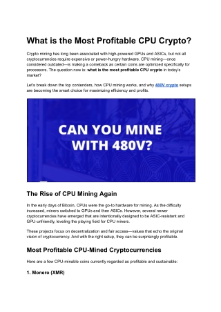 What is the Most Profitable CPU Crypto?