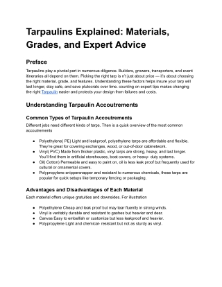 tarpaulins explained materials grades and expert