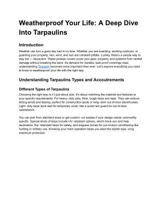 weatherproof your life a deep dive into tarpaulins