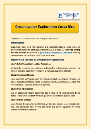 Groundwater Exploration Costa Rica