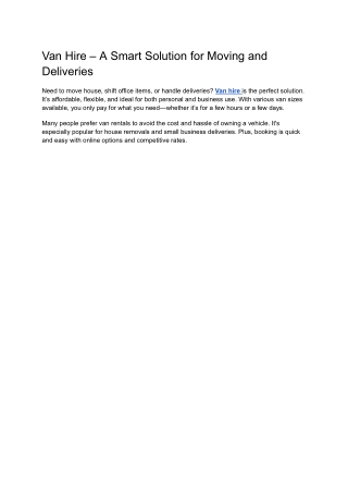 Van Hire – A Smart Solution for Moving and Deliveries (1)
