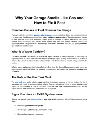 Why Your Garage Smells Like Gas and How to Fix It Fast