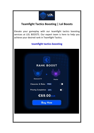 Teamfight Tactics Boosting  Lol Boosts