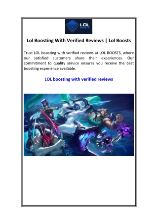 Lol Boosting With Verified Reviews  Lol Boosts