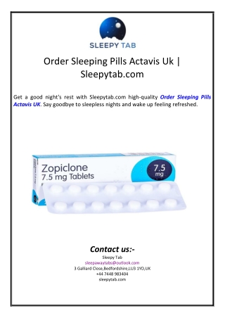 order sleeping pills actavis uk sleepytab com