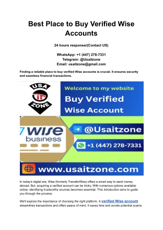 Best Place to Buy Verified Wise Accounts