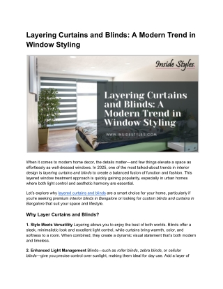 Layering Curtains and Blinds_ A Modern Trend in Window Styling