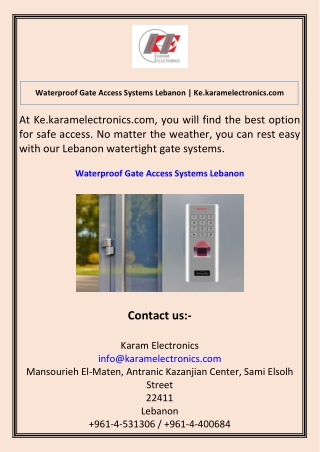 waterproof gate access systems lebanon