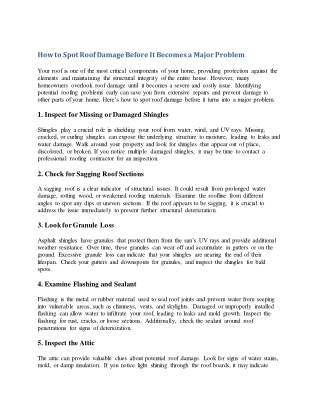 How to Spot Roof Damage Before It Becomes a Major Problem