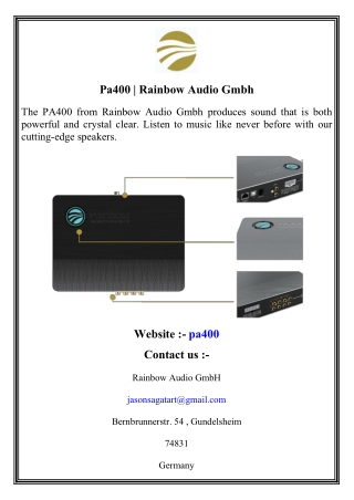 pa400 rainbow audio gmbh