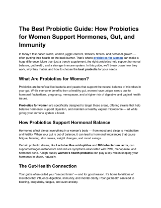 The Best Probiotic Guide: How Probiotics for Women Support Hormones, Gut, and Im
