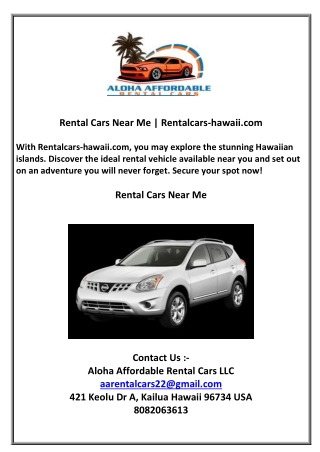 Rental Cars Near Me  Rentalcars-hawaii.com