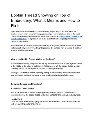 bobbin thread showing on top of embroidery what
