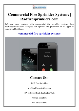 Commercial Fire Sprinkler Systems | Radfiresprinklers.com