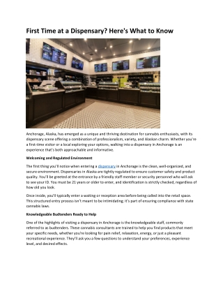 First Time at a Dispensary Here's What to Know