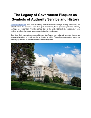 The Legacy of Government Plaques as Symbols of Authority Service and History