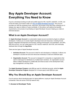 Buy Apple Developer Account_ Everything You Need to Know