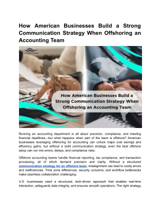 How American Businesses Build a Strong Communication Strategy When Offshoring an Accounting Team (1).docx