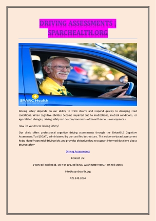 Driving Assessments  Sparchealth.org
